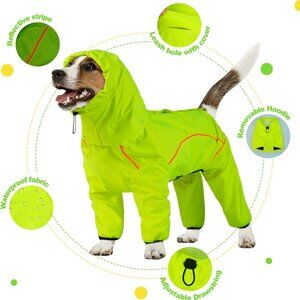 Dog Raincoat, Waterproof Dog Rain Jacket with Removable Hood Size: S